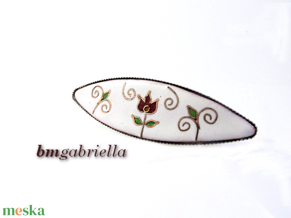 Tűzzománc hajcsat - egyedi tulipános kézműves hajcsat - ruha & divat - hajdísz & hajcsat - hajcsat & hajtű - Meska.hu