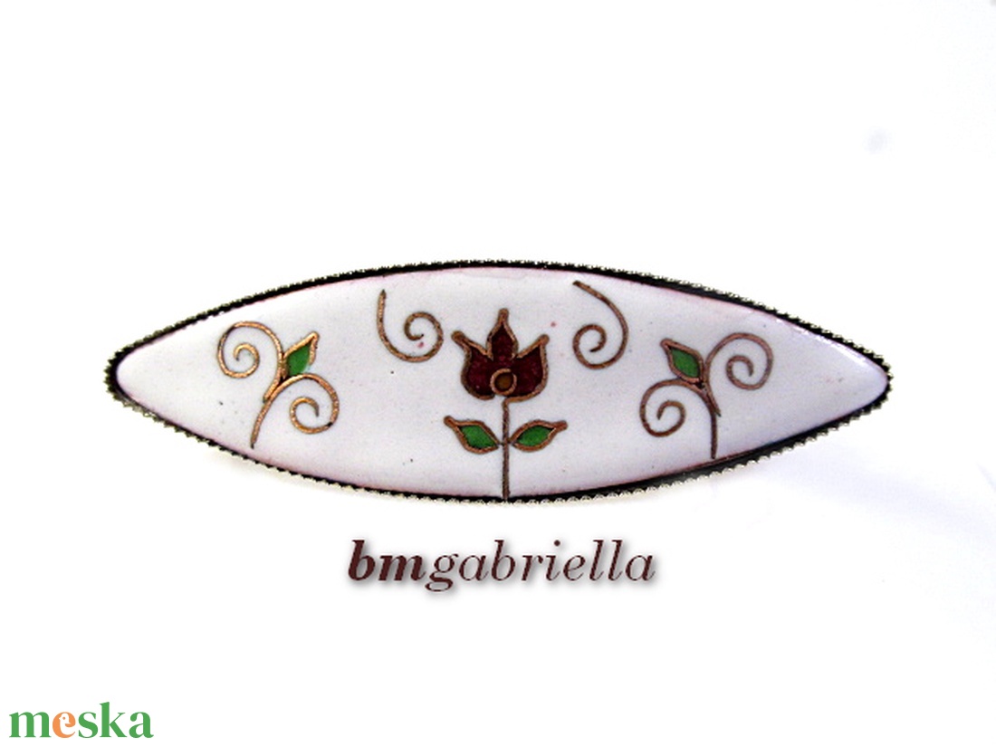 Tűzzománc hajcsat - egyedi tulipános kézműves hajcsat - ruha & divat - hajdísz & hajcsat - hajcsat & hajtű - Meska.hu