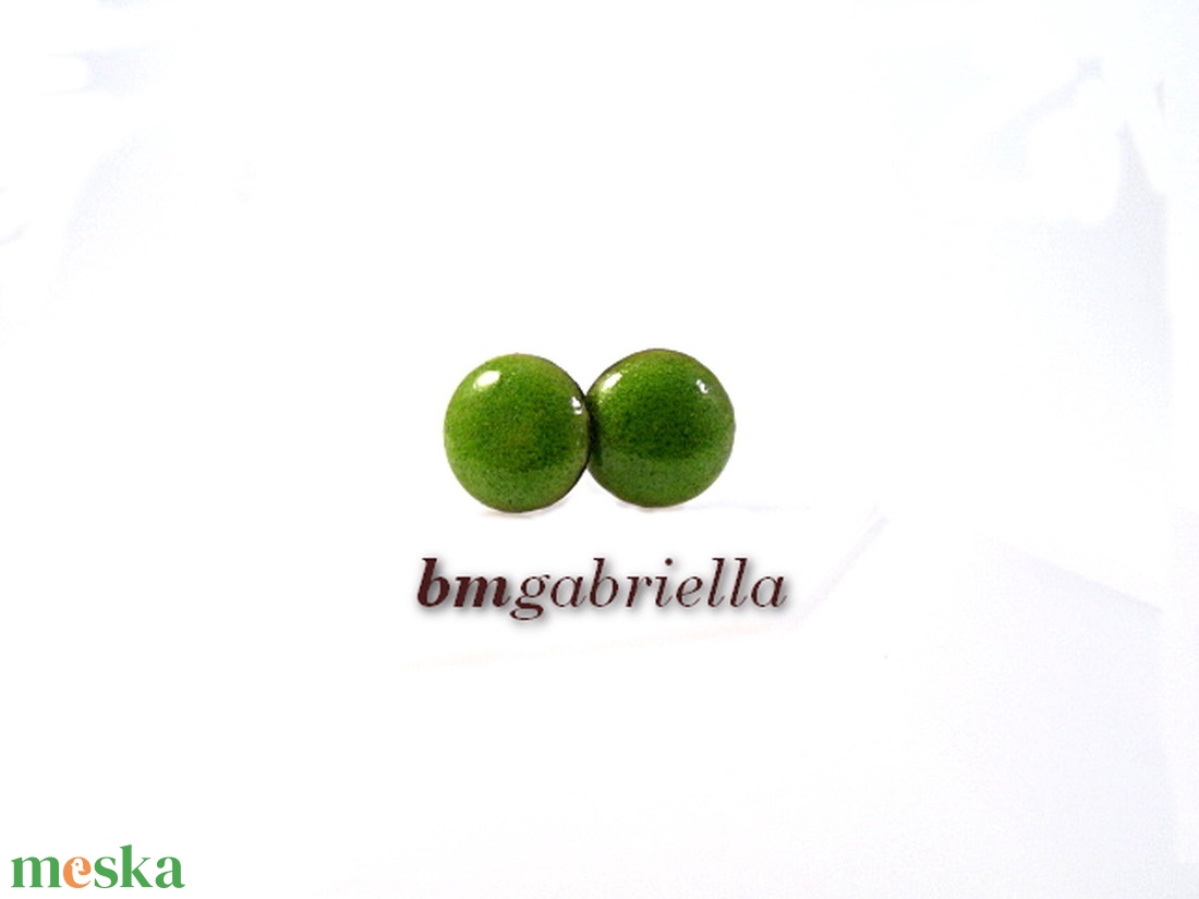 Cseppecske zöld - tűzzománc bedugós pont fülbevaló - ékszer - fülbevaló - pötty fülbevaló - Meska.hu