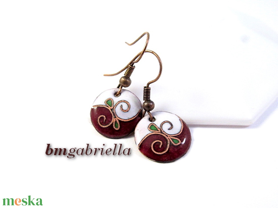 Egyedi lógós kerek tűzzománc fülbevaló - ékszer - fülbevaló - lógós kerek fülbevaló - Meska.hu