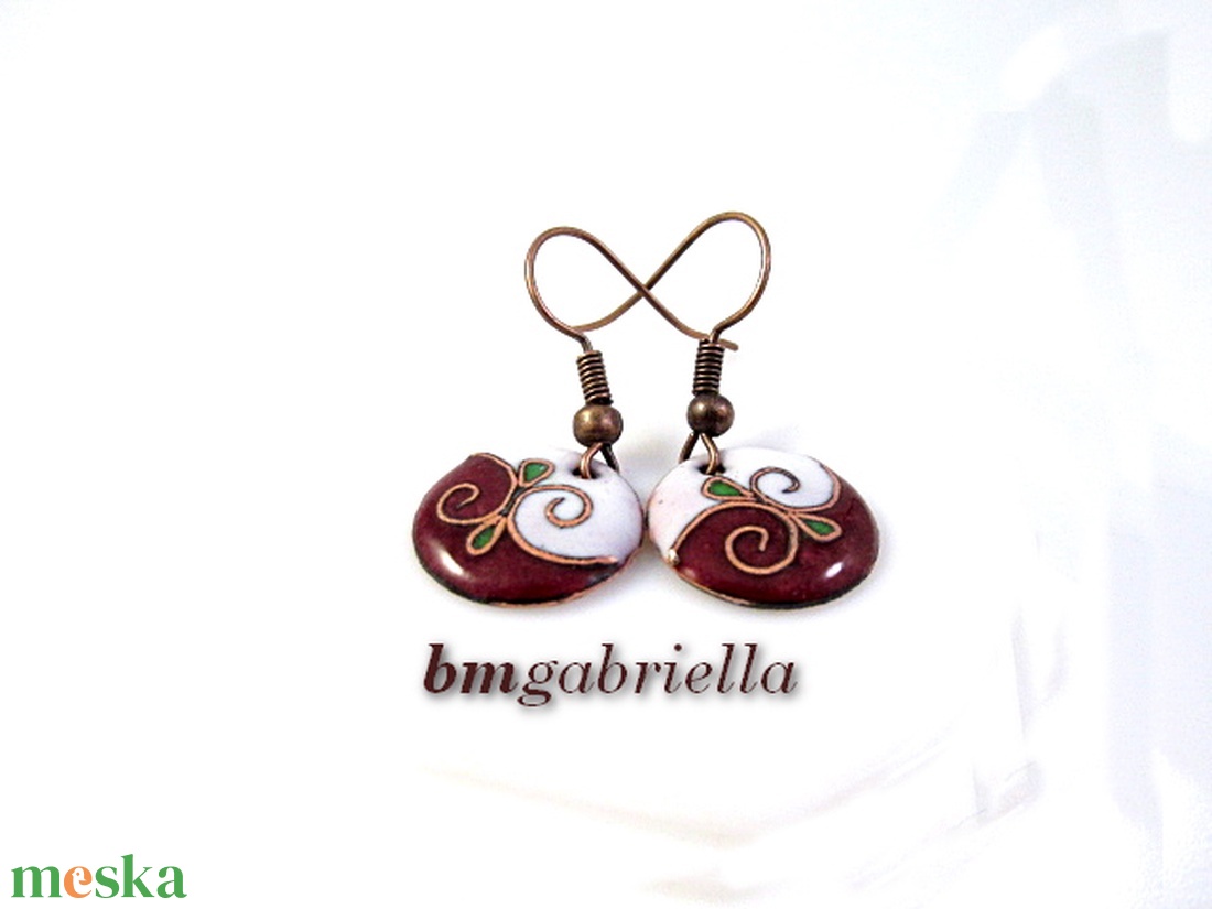 Egyedi lógós kerek tűzzománc fülbevaló - ékszer - fülbevaló - lógós kerek fülbevaló - Meska.hu