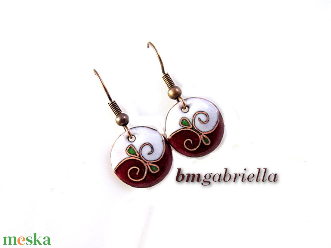 Egyedi lógós kerek tűzzománc fülbevaló - ékszer - fülbevaló - lógós kerek fülbevaló - Meska.hu