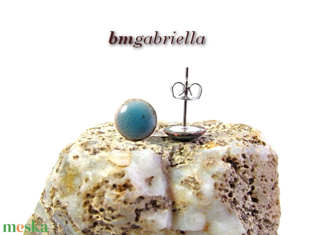 Cseppecske világoskék - tűzzománc bedugós pont fülbevaló - ékszer - fülbevaló - pötty fülbevaló - Meska.hu