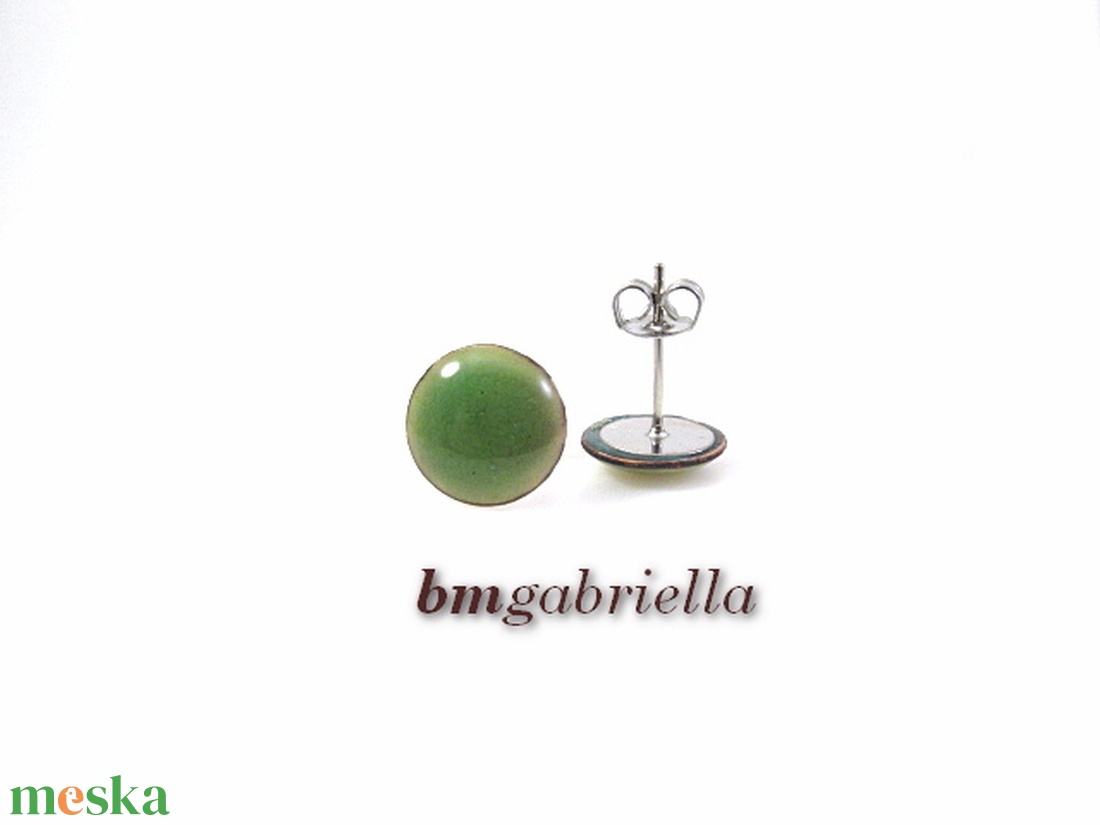 Cseppecske világoszöld - tűzzománc bedugós pont fülbevaló - ékszer - fülbevaló - pötty fülbevaló - Meska.hu