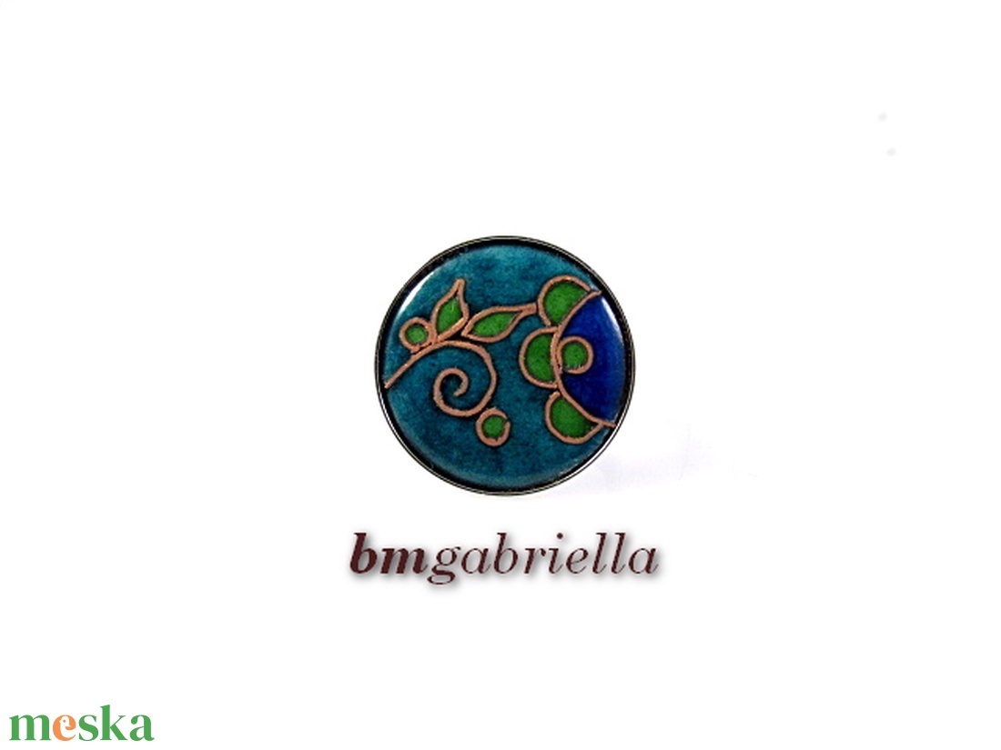 Gyűrű nemesacél foglalatban kerek tűzzománc betéttel - ékszer - gyűrű - kerek gyűrű - Meska.hu