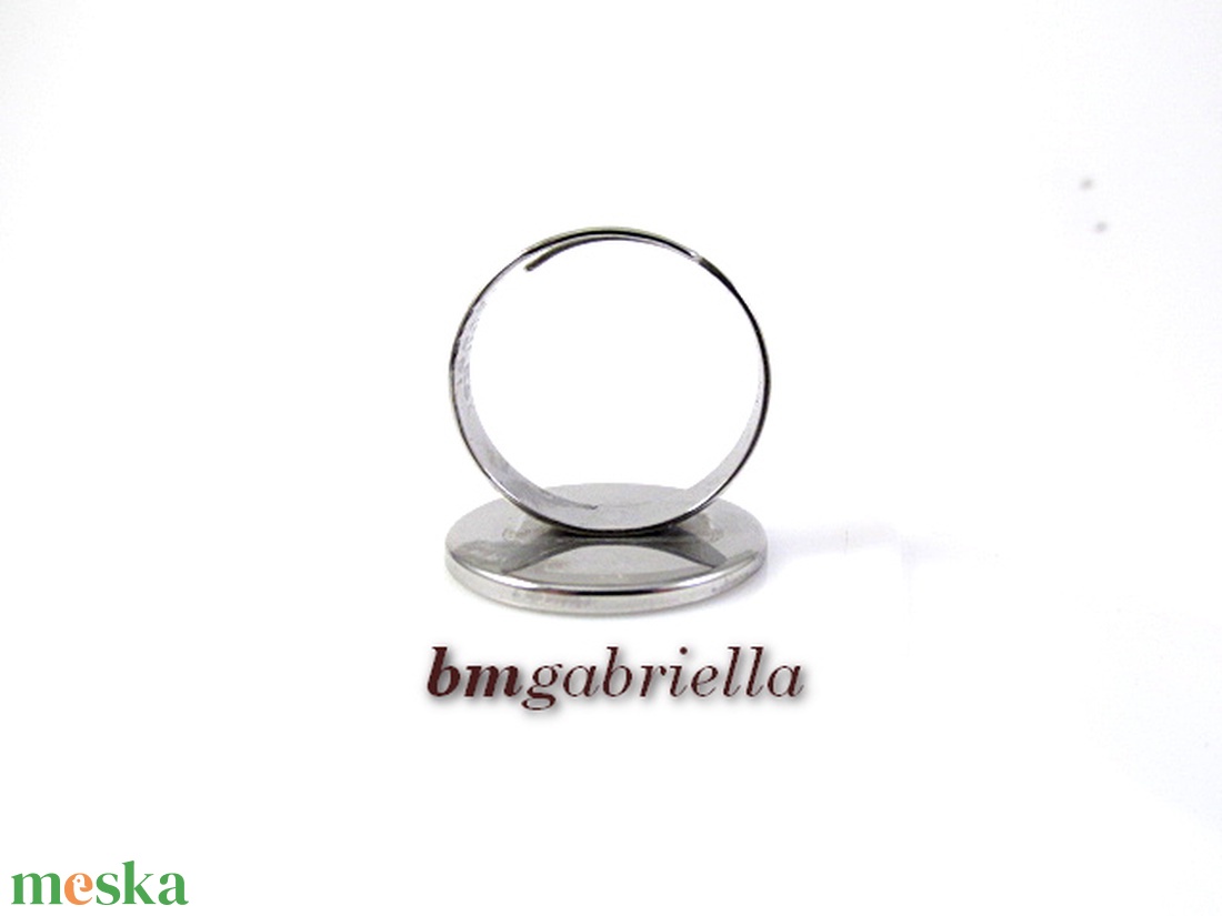 Gyűrű nemesacél foglalatban kerek tűzzománc betéttel - ékszer - gyűrű - kerek gyűrű - Meska.hu