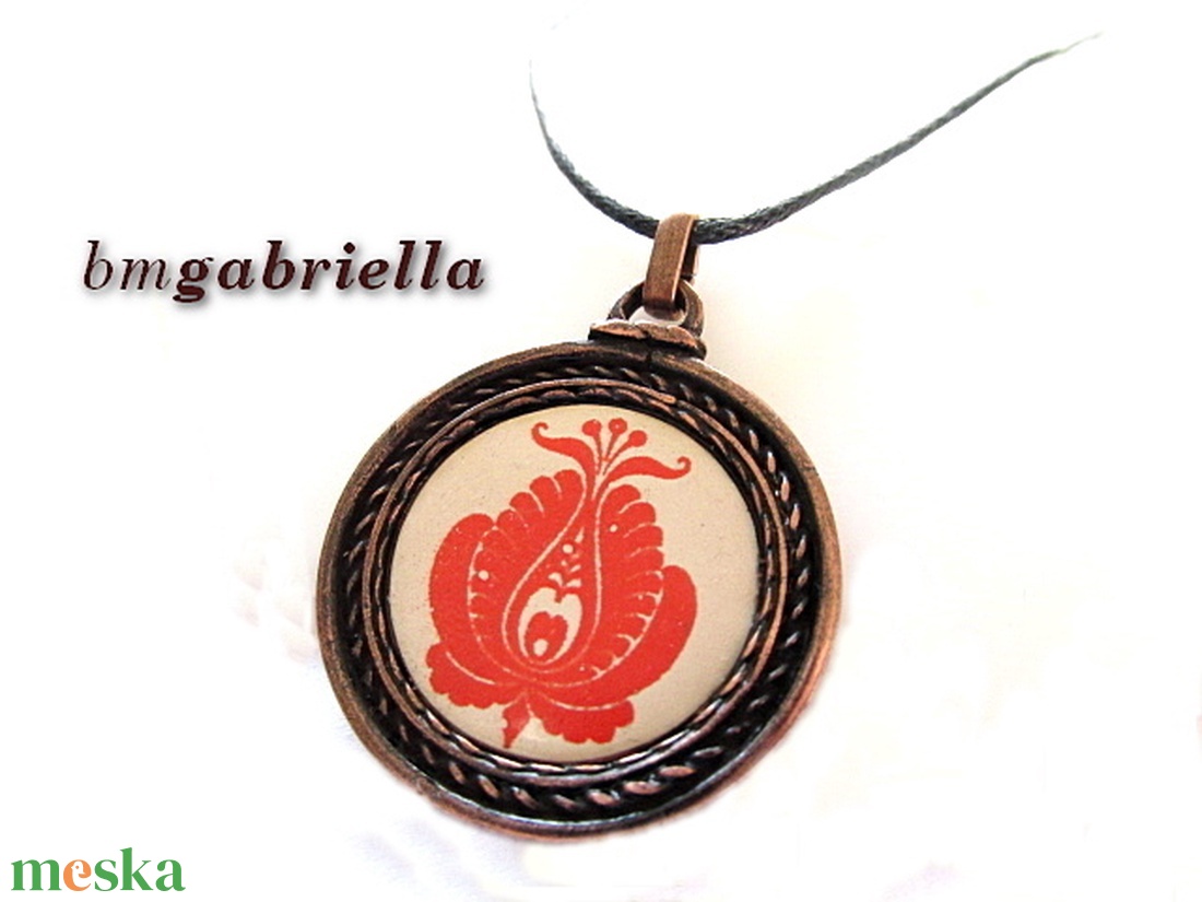 Tulipán kerek tűzzománc nyaklánc - ékszer - nyaklánc - medál - Meska.hu