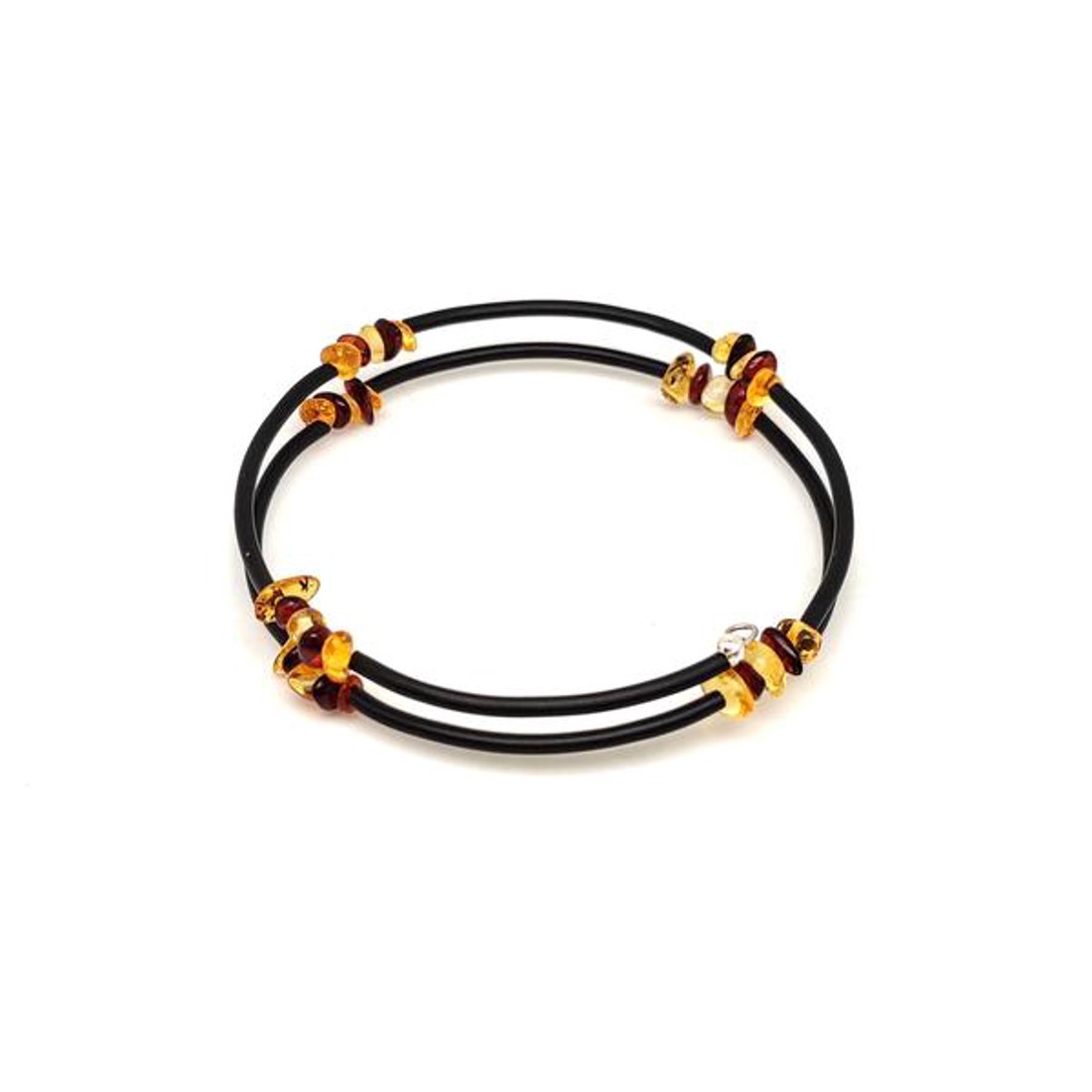 Borostyán memória drótos 5x7mm splitter karkötő - ékszer - karkötő - ásványkarkötő - Meska.hu