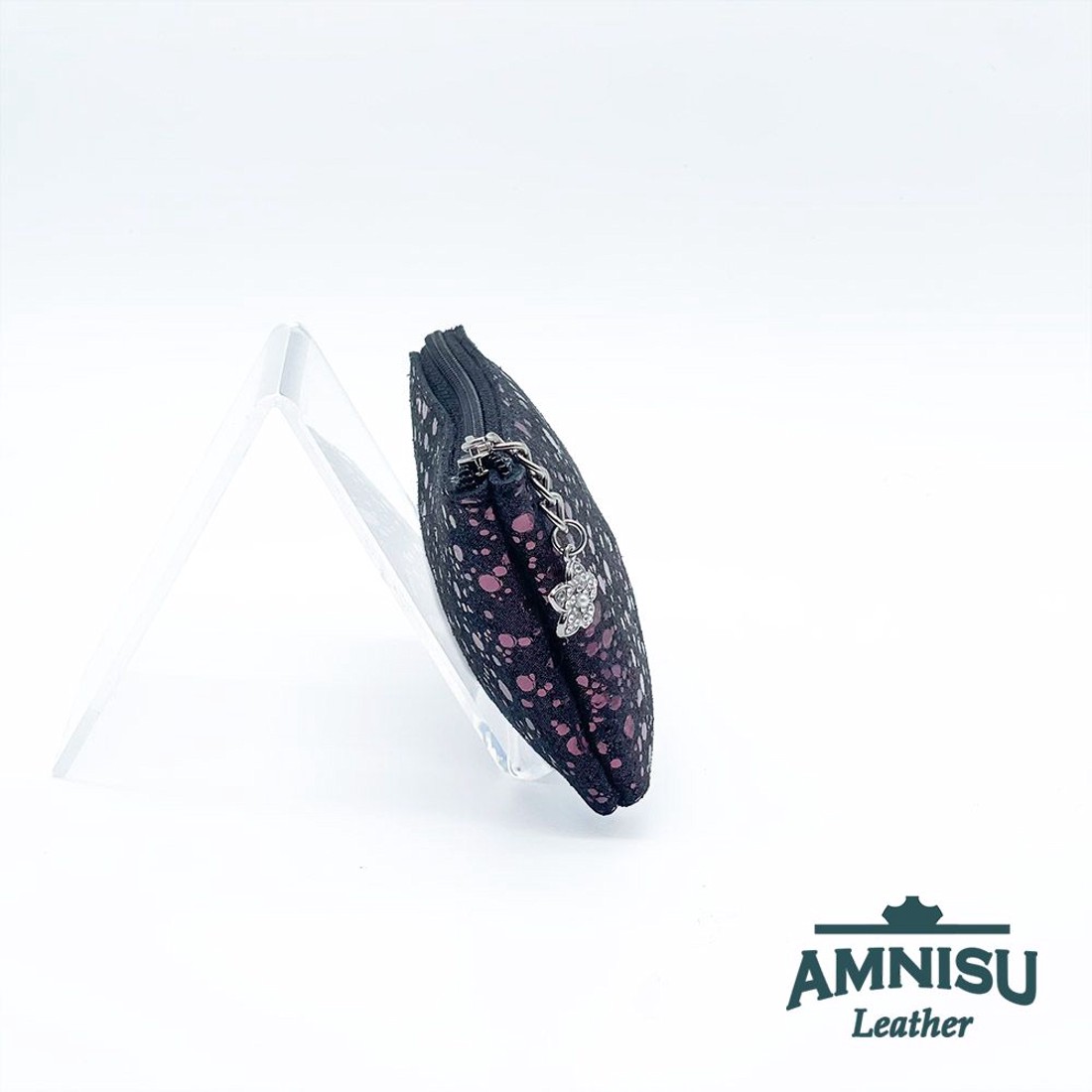 Metál lila pöttyös egy cipzáras kulcstartó A4027 -  - Meska.hu