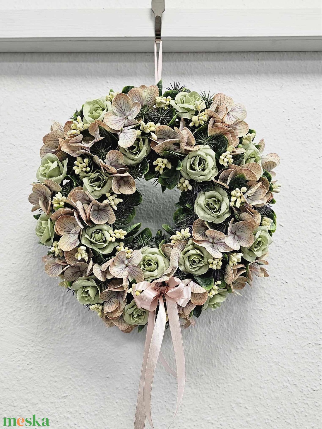 Hortenziás, Rózsás Kopogtató - otthon & életmód - dekoráció - ajtó- és ablak dekoráció - ajtódísz & kopogtató - Meska.hu