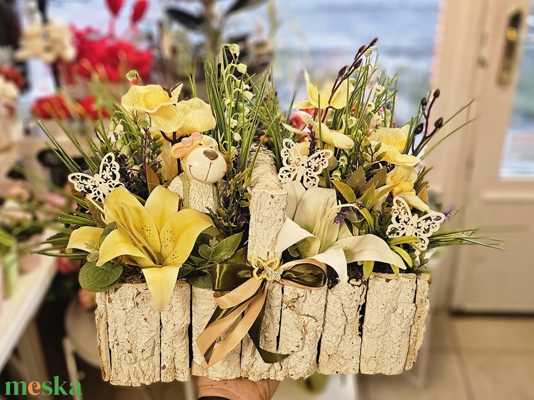 Bárányos faládás asztaldísz - otthon & életmód - virágdekoráció - virágdíszek - asztali virágdísz - Meska.hu