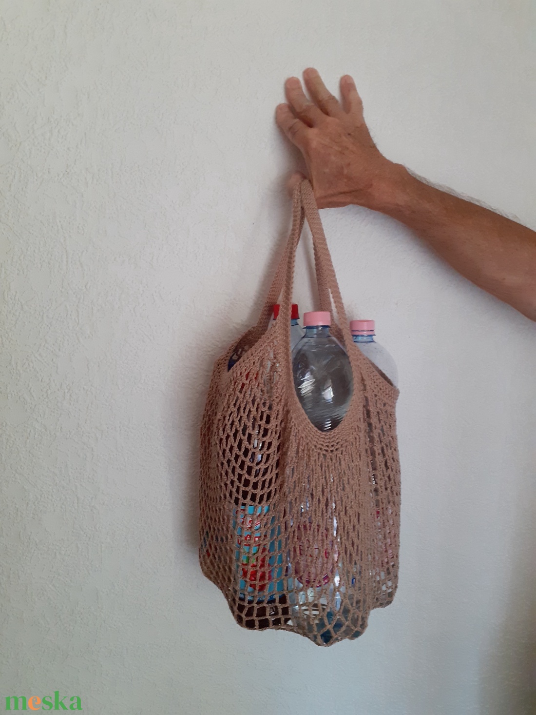 Horgolt francia  bevásárló cekker - táska & tok - bevásárlás & shopper táska - shopper, textiltáska, szatyor - Meska.hu