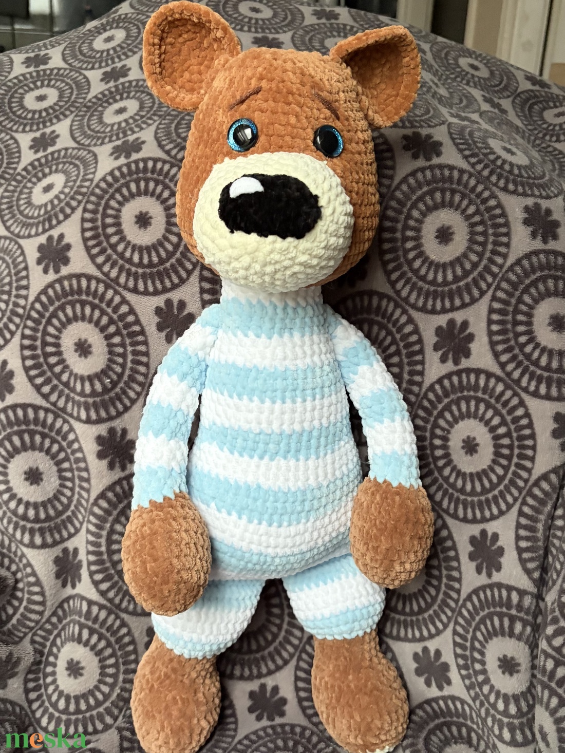 Horgolt pizsamás plüssmackó - játék & sport - plüssállat & játékfigura - maci - Meska.hu