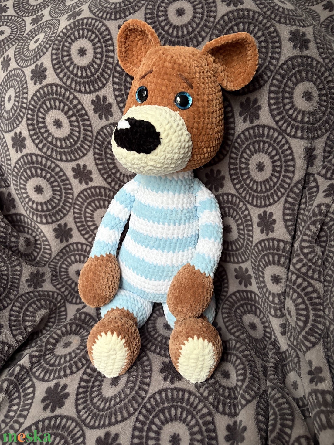 Horgolt pizsamás plüssmackó - játék & sport - plüssállat & játékfigura - maci - Meska.hu