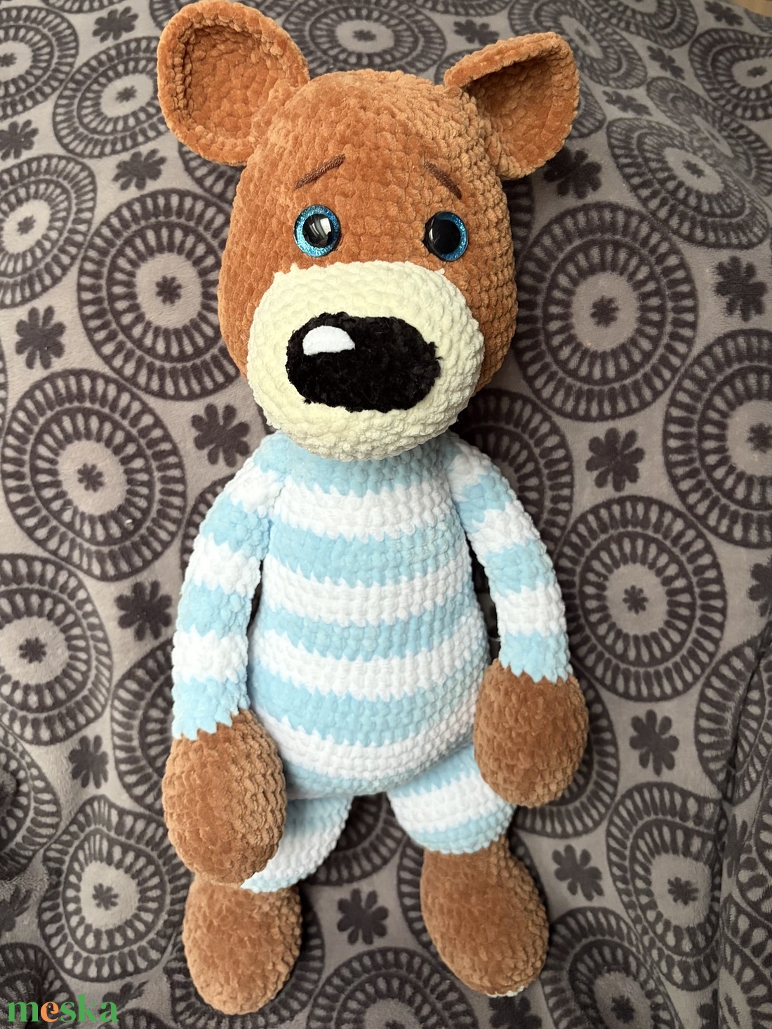 Horgolt pizsamás plüssmackó - játék & sport - plüssállat & játékfigura - maci - Meska.hu