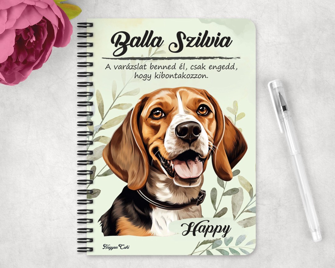 Személyre szabható - Beagle portré mintás A6-os füzet - otthon & életmód - papír, írószer - jegyzetfüzet & napló - Meska.hu