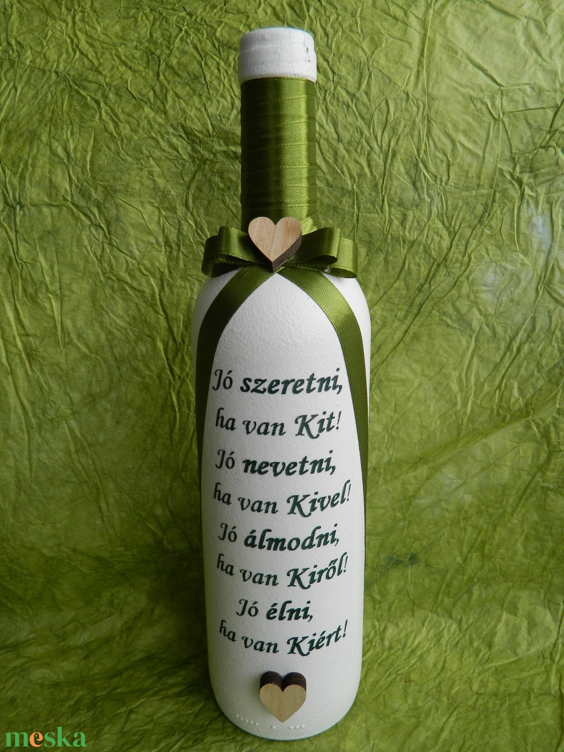 Díszített italos üveg, egyedi felirattal esküvőre, születésnapra.... - otthon & lakás - dekoráció - asztal és polc dekoráció - díszüveg - Meska.hu