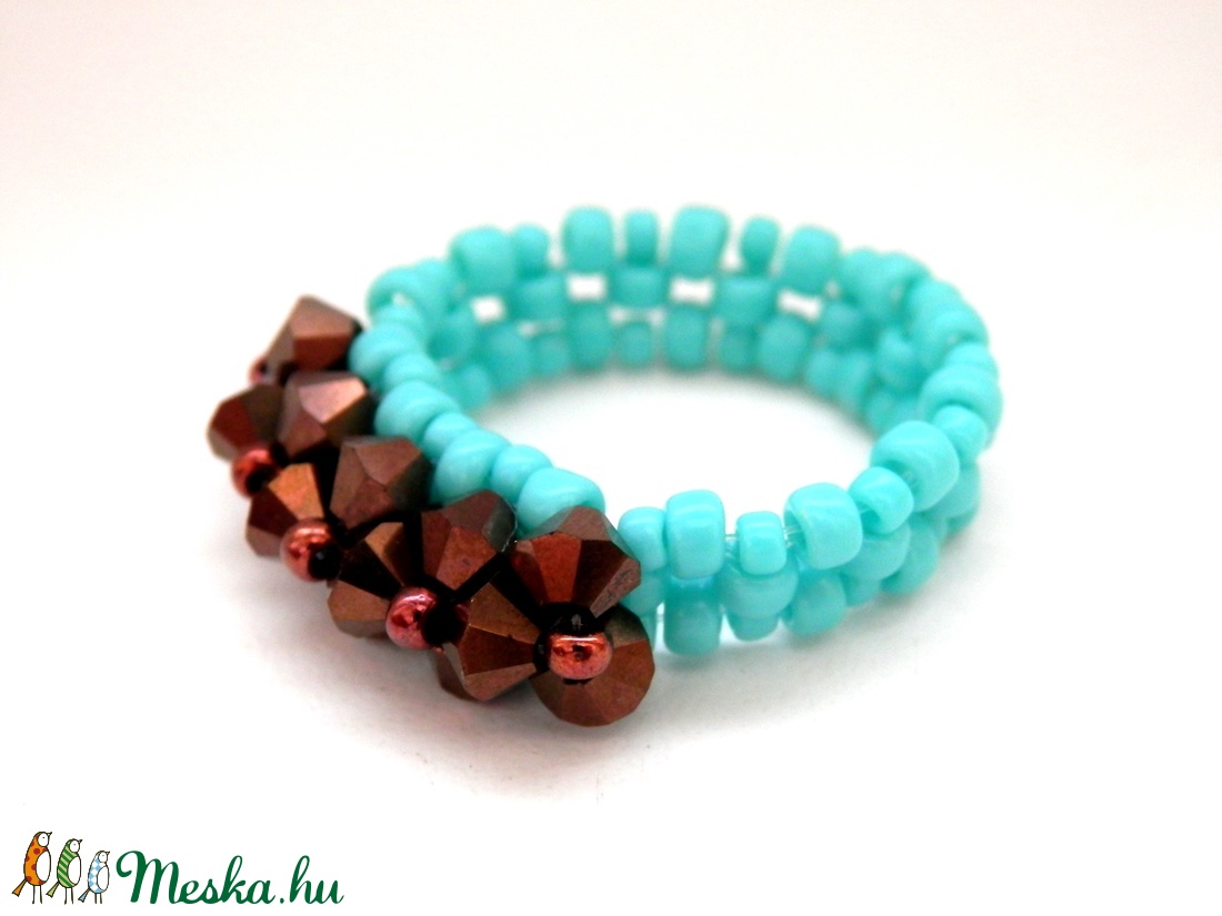 Türkiz bronz gyűrű - ékszer - gyűrű - gyöngyös gyűrű - Meska.hu