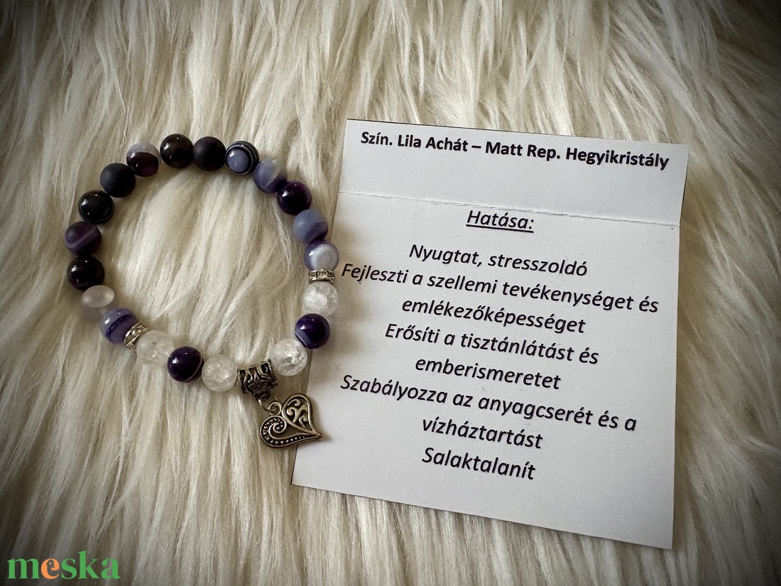 Lila Achát - Repesztett Matt Hegyikristály - ékszer - karkötő - ásványkarkötő - Meska.hu