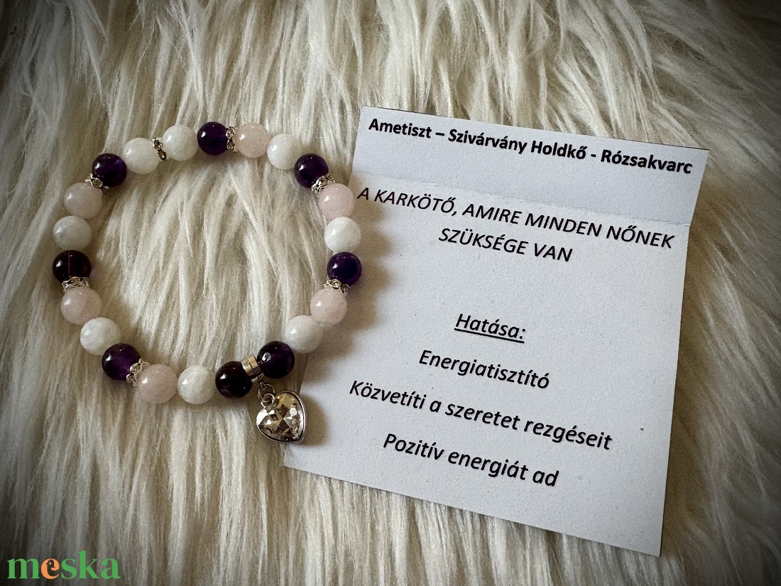 Ametiszt - Szivárvány Holdkő - Rózsakvarc Ásvány karkötő - ékszer - karkötő - ásványkarkötő - Meska.hu Ametiszt - Szivárvány Holdkő - Rózsakvarc Ásvány karkötő - ékszer - karkötő - ásványkarkötő - Meska.hu