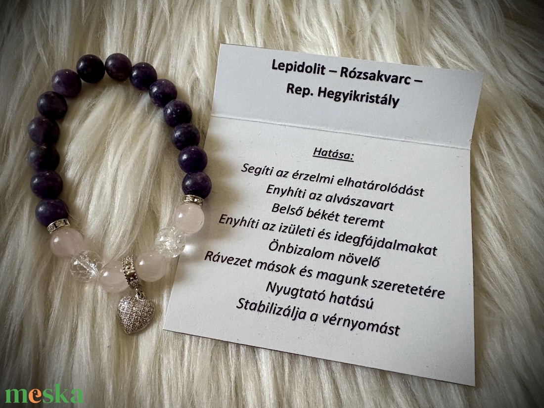 Lepidolit - Rózsakvarc - Rep. Hegyikristály Ásvány karkötő - ékszer - karkötő - ásványkarkötő - Meska.hu Lepidolit - Rózsakvarc - Rep. Hegyikristály Ásvány karkötő - ékszer - karkötő - ásványkarkötő - Meska.hu