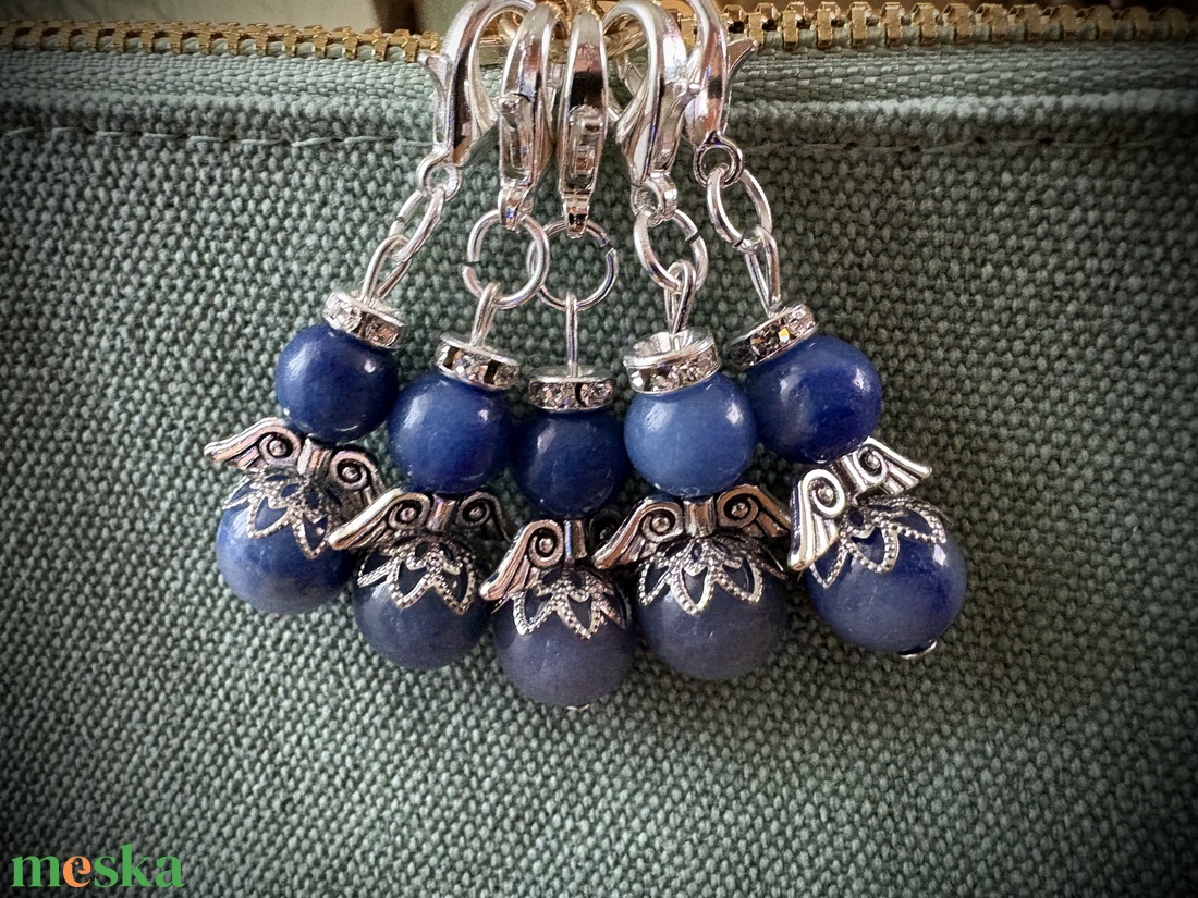 Kékkvarc Angyalkás függő delfinkapoccsal - táska & tok - kulcstartó & táskadísz - táskadísz - Meska.hu