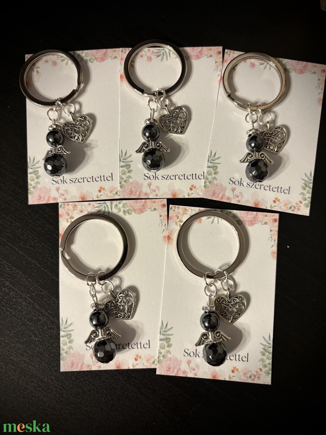 Hematit Ásvány Angyalkás Kulcstartó - táska & tok - kulcstartó & táskadísz - kulcstartó - Meska.hu