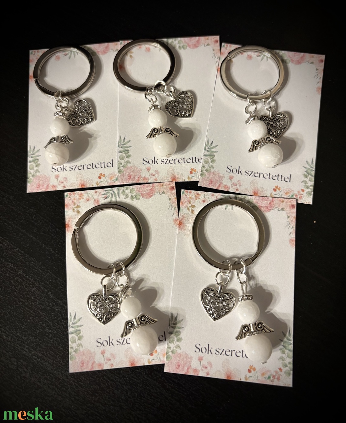 Tejkvarc Ásvány Angyalkás Kulcstartó - táska & tok - kulcstartó & táskadísz - kulcstartó - Meska.hu