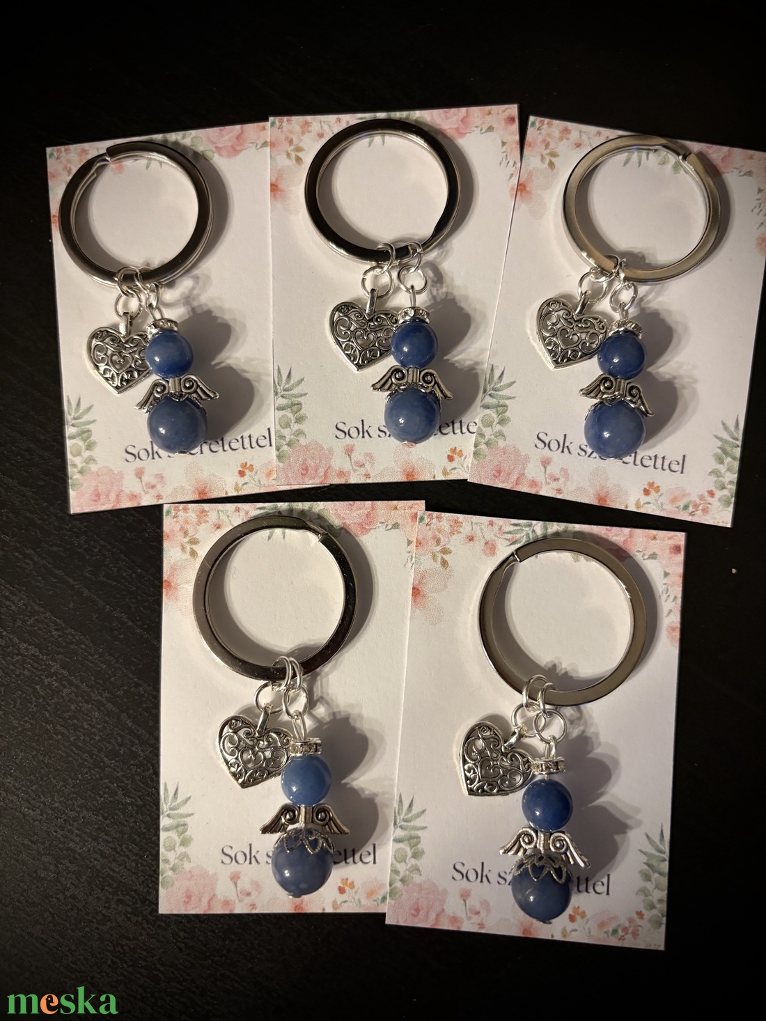 Kékkvarc Ásvány Angyalkás Kulcstartó - táska & tok - kulcstartó & táskadísz - kulcstartó - Meska.hu