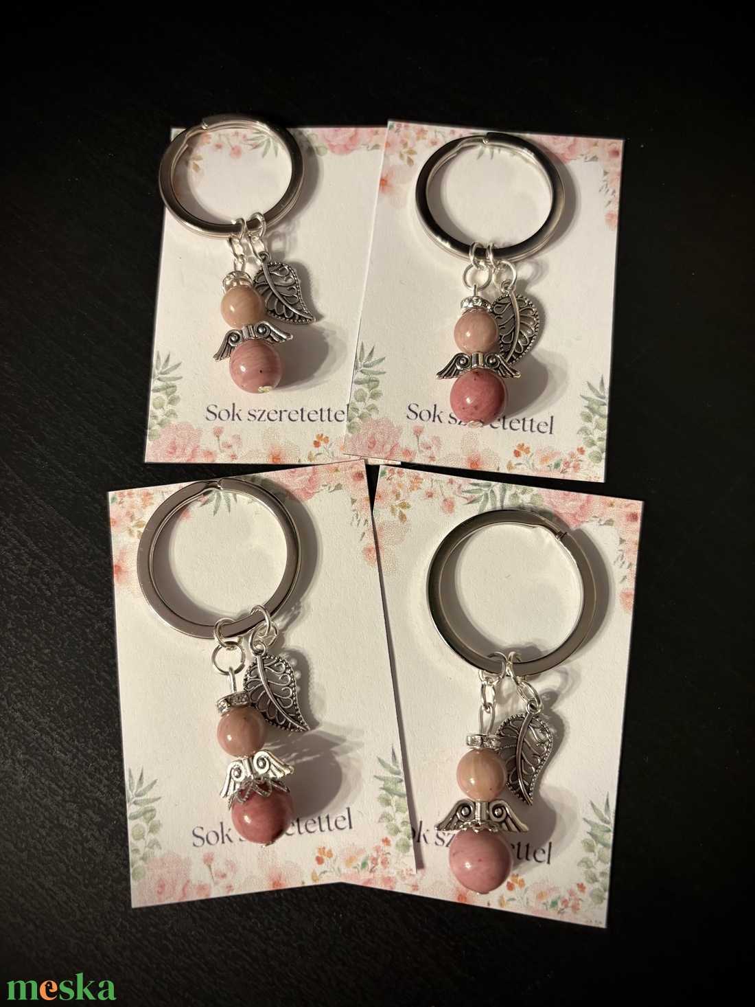 Rodonit - Tulit Ásvány Angyalkás Kulcstartó - táska & tok - kulcstartó & táskadísz - kulcstartó - Meska.hu
