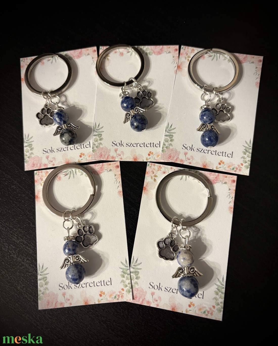 Szodalit Ásvány Angyalkás Kulcstartó - táska & tok - kulcstartó & táskadísz - kulcstartó - Meska.hu