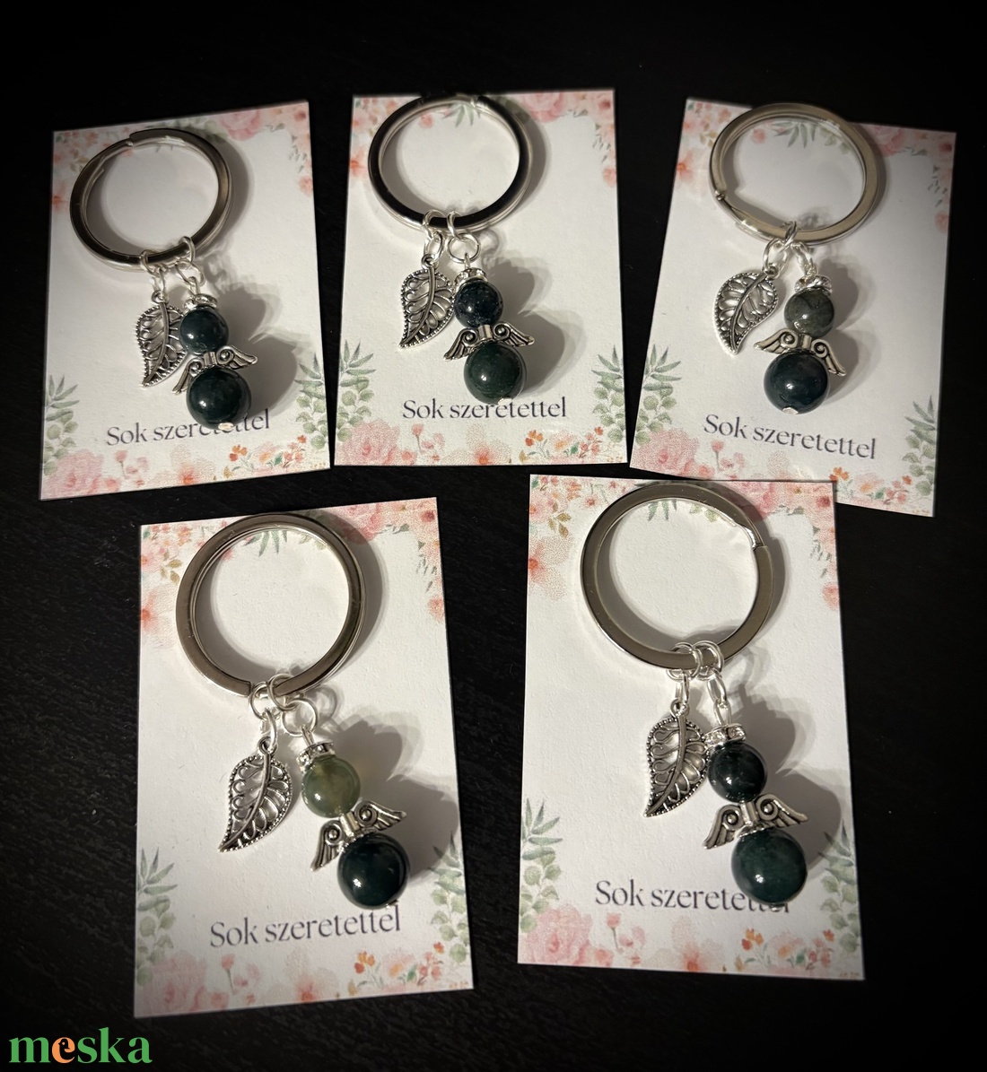 Mohaachát Ásvány Angyalkás Kulcstartó - táska & tok - kulcstartó & táskadísz - kulcstartó - Meska.hu