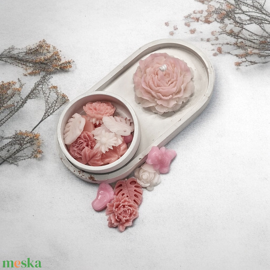 Gyertya és illatviasz szett kerámia tálban  - otthon & életmód - gyertya, illat, aroma - illatviasz - Meska.hu