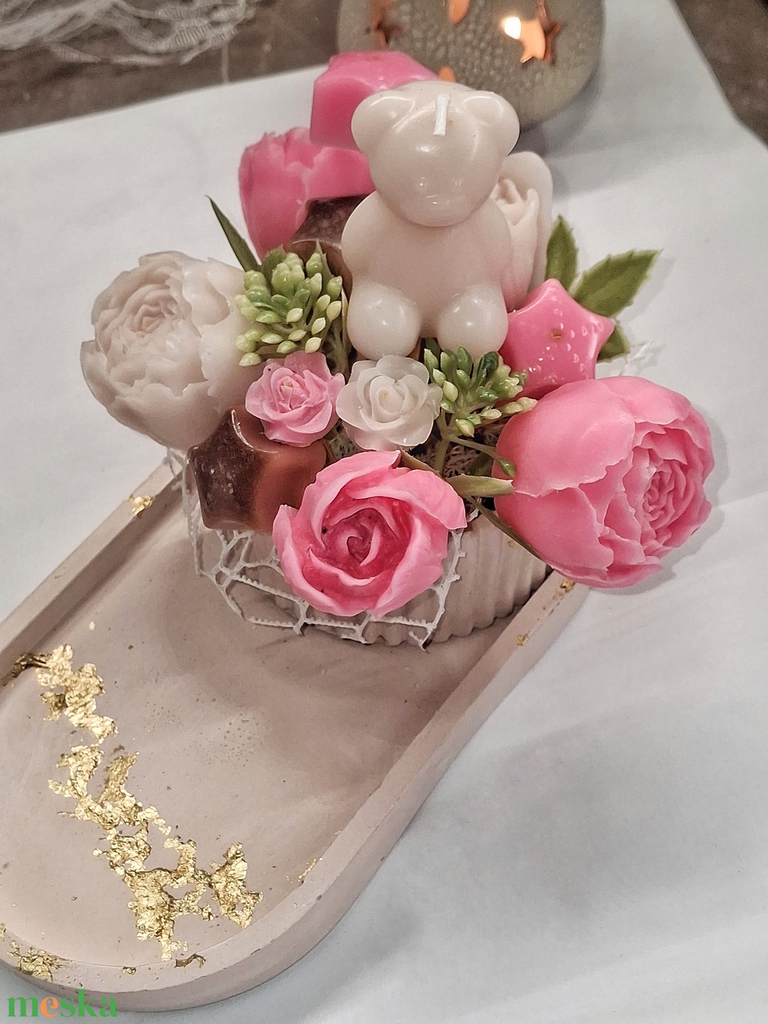 Magnólia Illatélmény szett Maci alakú gyertyával  - otthon & életmód - gyertya, illat, aroma - illatviasz - Meska.hu