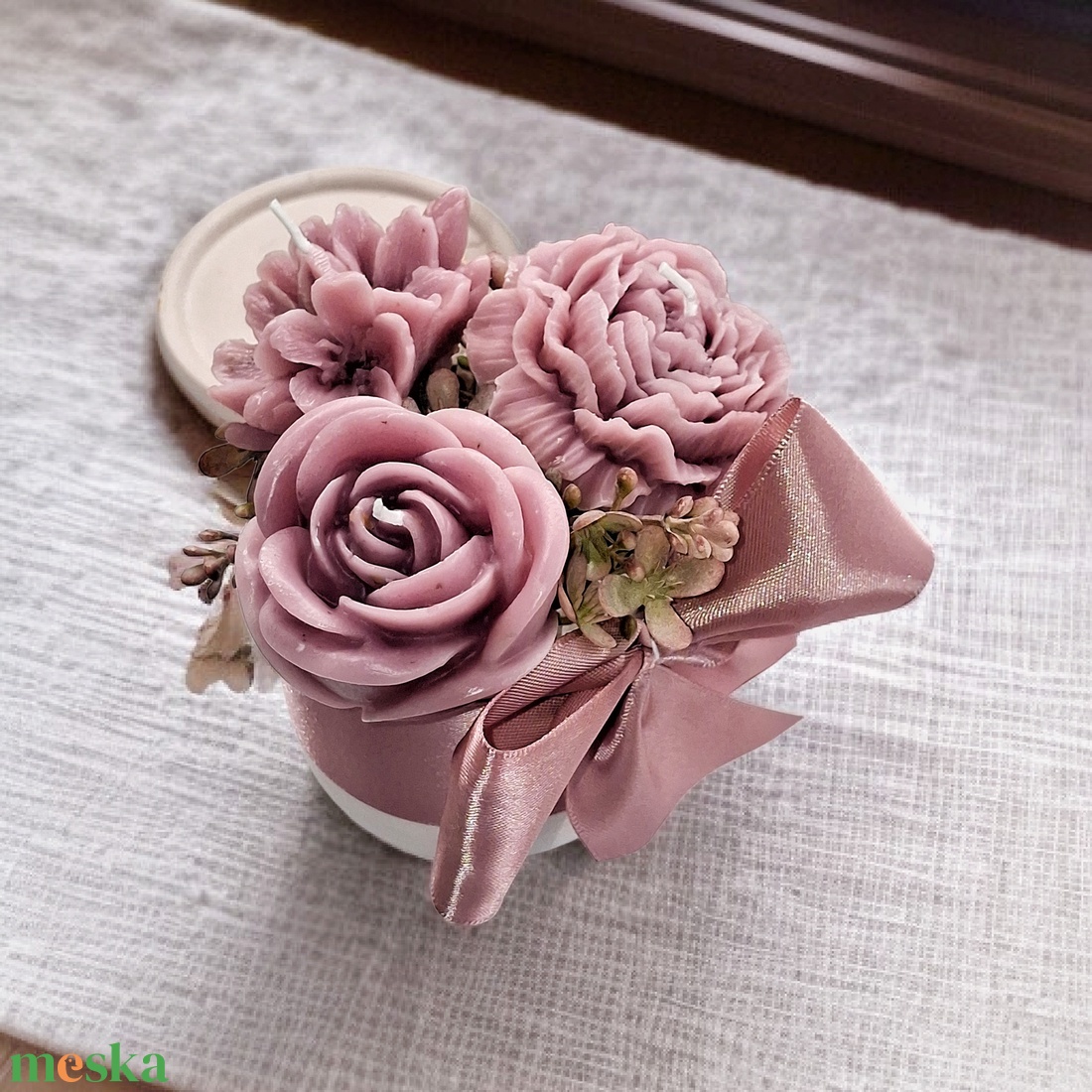 Gyertya szett virágcsokor formába kötve  - otthon & életmód - gyertya, illat, aroma - gyertya - Meska.hu