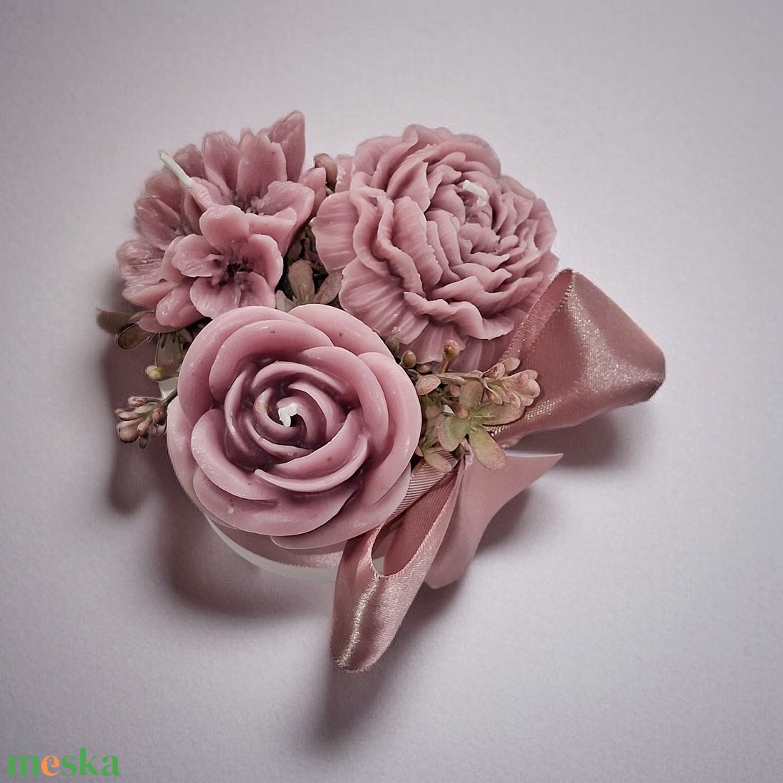 Gyertya szett virágcsokor formába kötve  - otthon & életmód - gyertya, illat, aroma - gyertya - Meska.hu