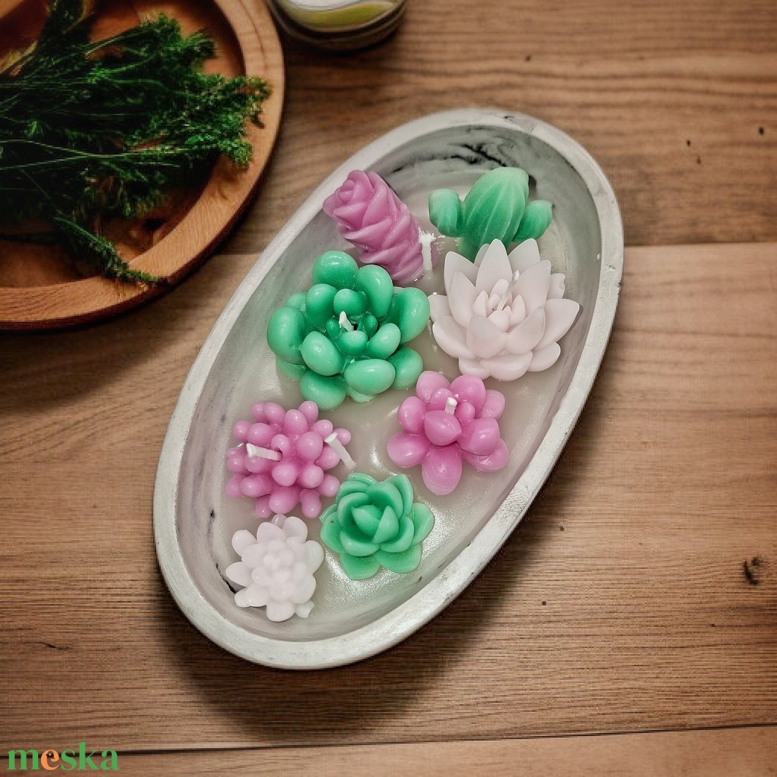 Pozsgás formájú gyertyatál - otthon & életmód - gyertya, illat, aroma - gyertya - Meska.hu