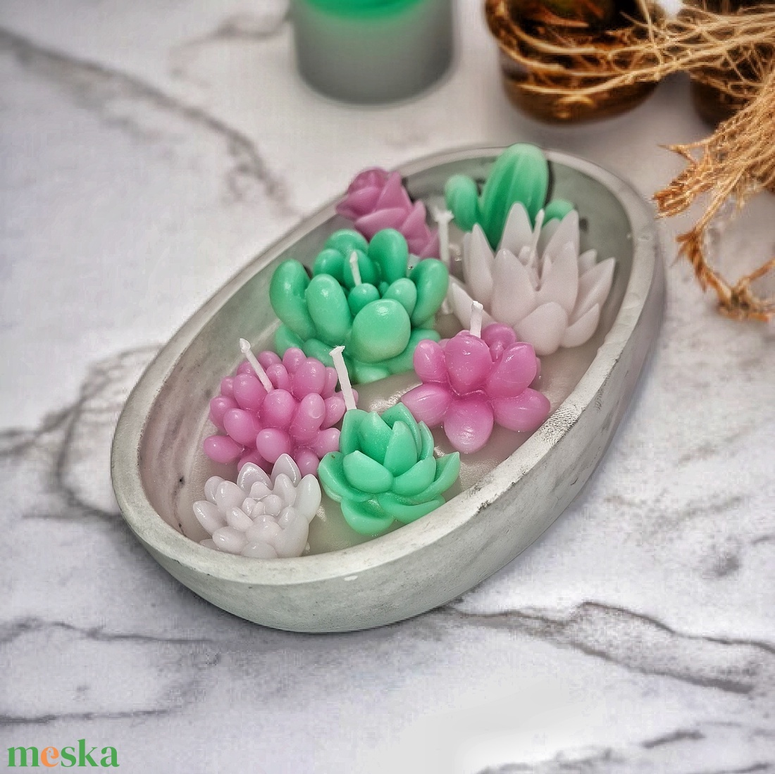 Pozsgás formájú gyertyatál - otthon & életmód - gyertya, illat, aroma - gyertya - Meska.hu