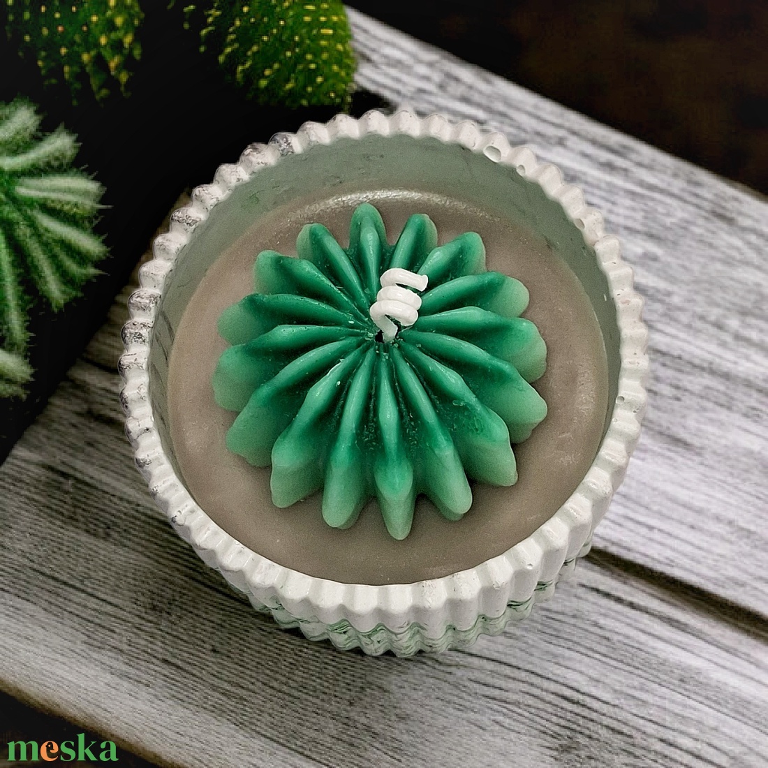 Kaktusz formájú gyertyatál - otthon & életmód - gyertya, illat, aroma - gyertya - Meska.hu