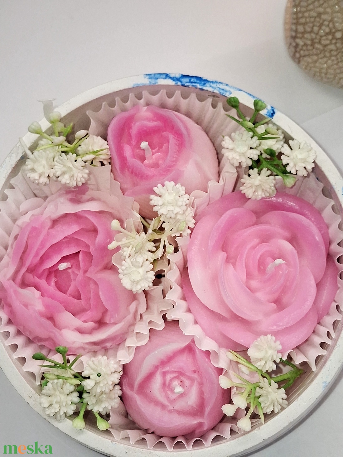 Virágos gyertyatál - otthon & életmód - gyertya, illat, aroma - gyertya - Meska.hu