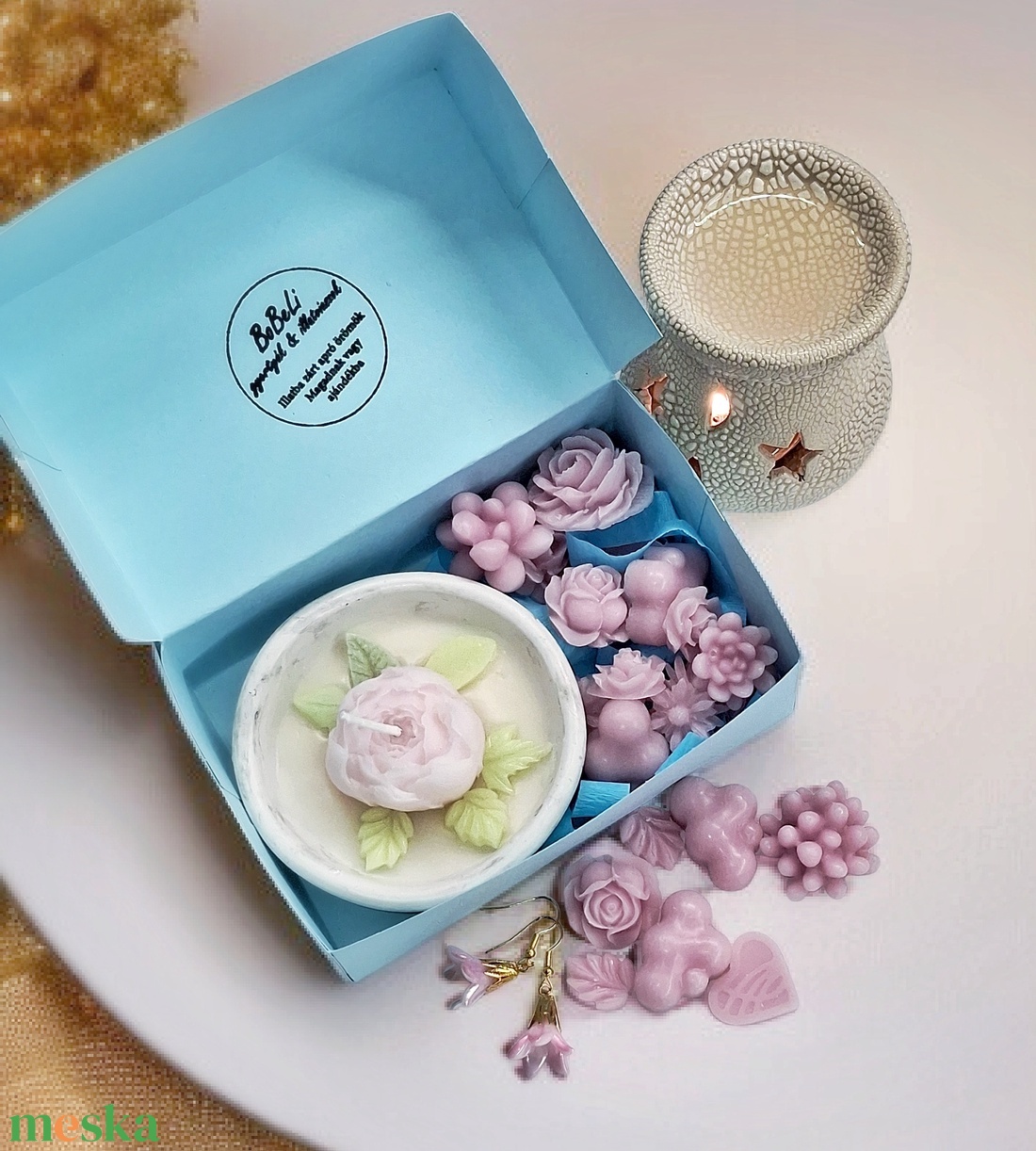 Ananász  Jázmin illatú kényeztető ajándékbox nőknek ,  fülbevalóval - otthon & életmód - gyertya, illat, aroma - illatviasz - Meska.hu