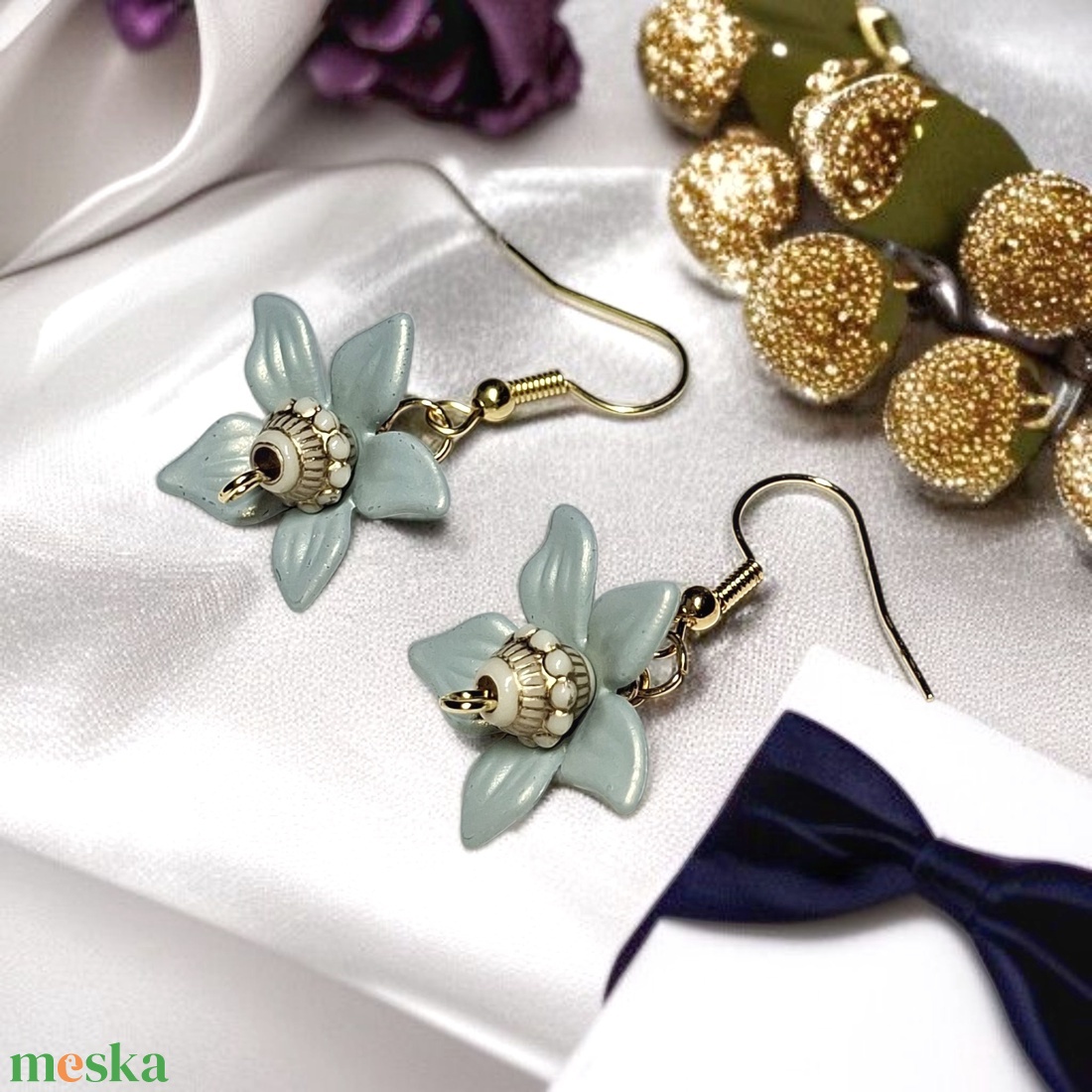 Orchidea illatú kényeztető mini ajándékcsomag nőknek ,  fülbevalóval - otthon & életmód - gyertya, illat, aroma - gyertya - Meska.hu