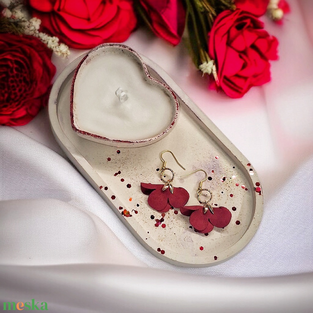 Orchidea illatú kényeztető mini ajándékcsomag nőknek ,  fülbevalóval - otthon & életmód - gyertya, illat, aroma - gyertya - Meska.hu