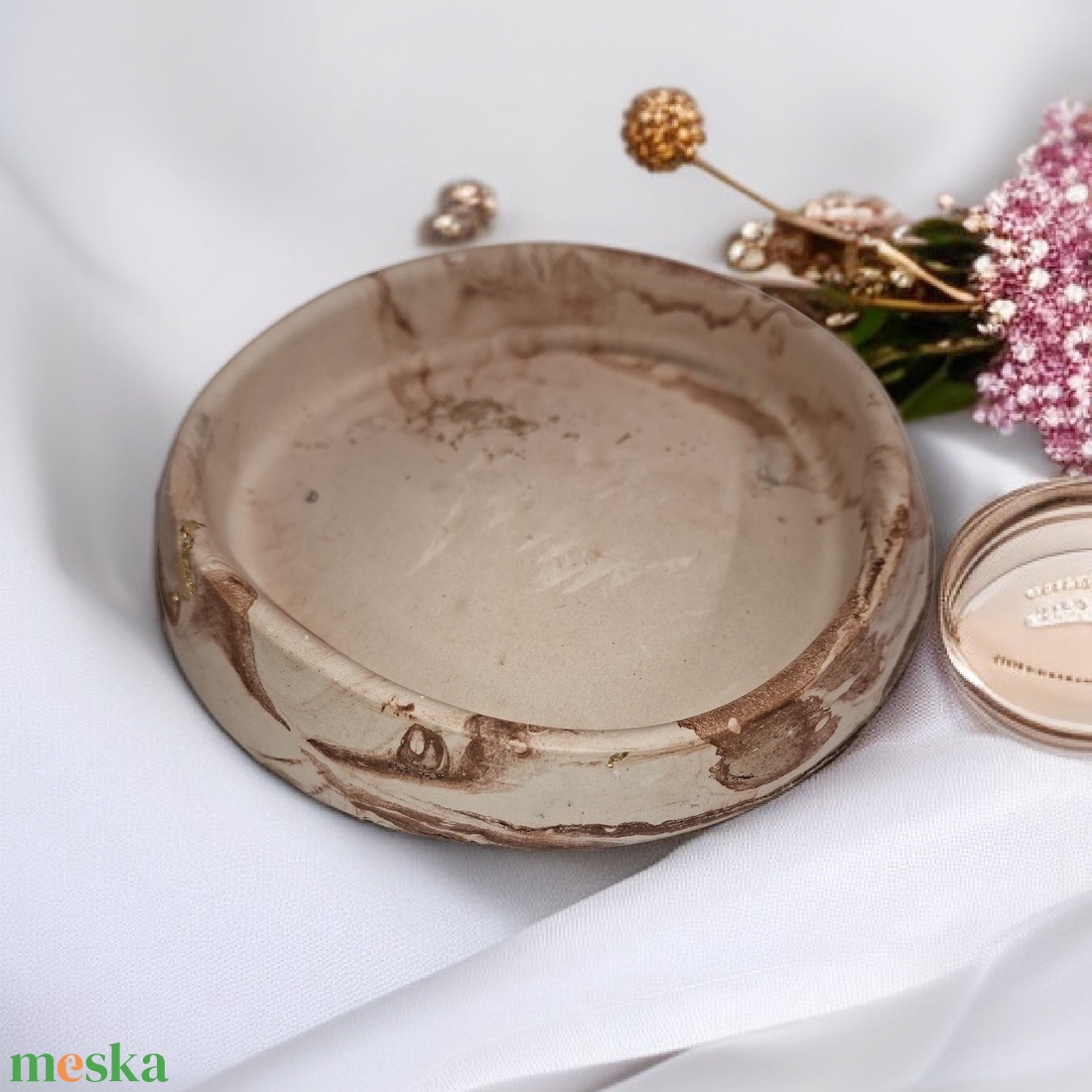 Egyedi ásvanyi alapú dekor tál 12 cm  - otthon & életmód - dekoráció - asztal és polc dekoráció - dekorációs tál, tartó - Meska.hu