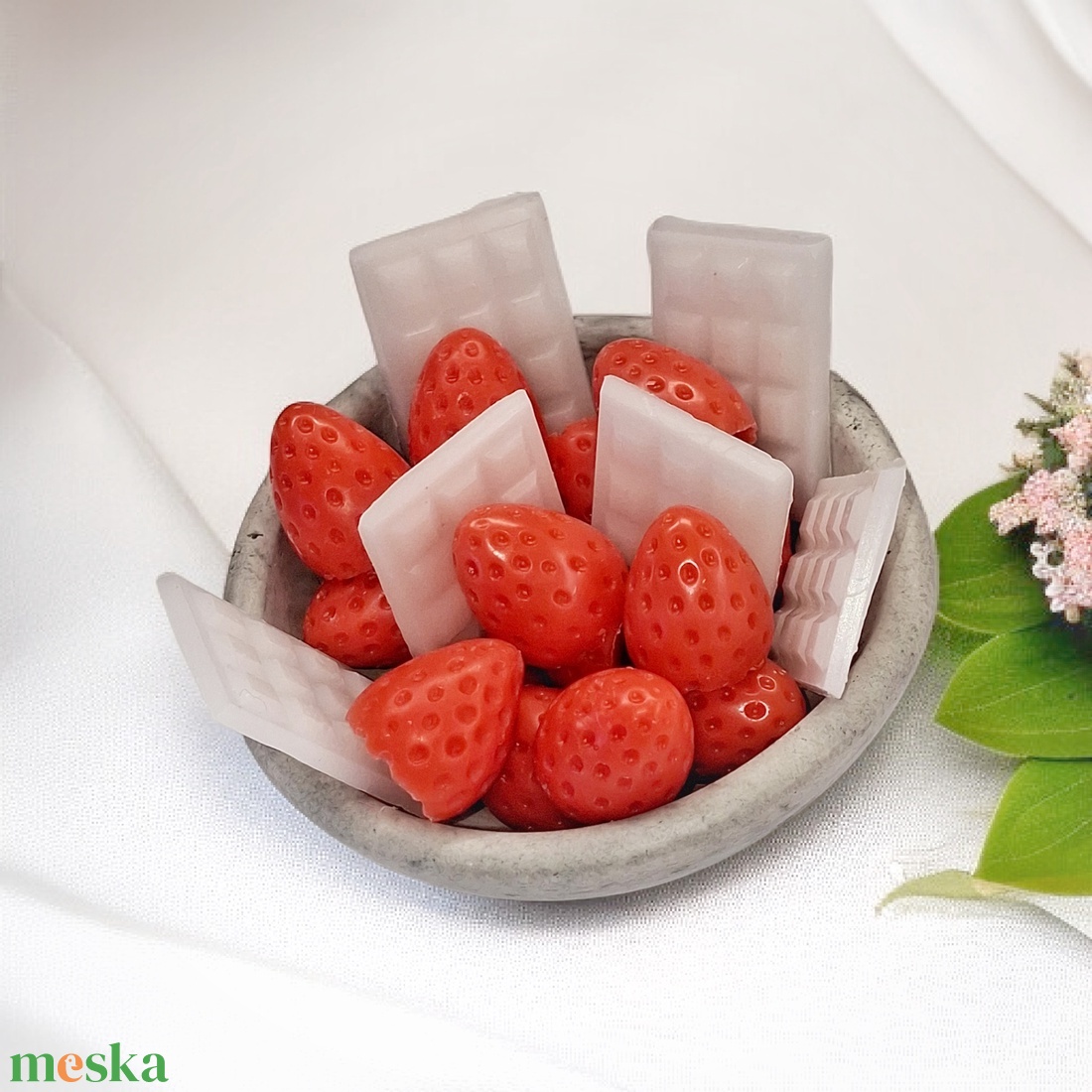 Csokis Eper illatviasz kerámia tálban  - otthon & életmód - gyertya, illat, aroma - illatviasz - Meska.hu