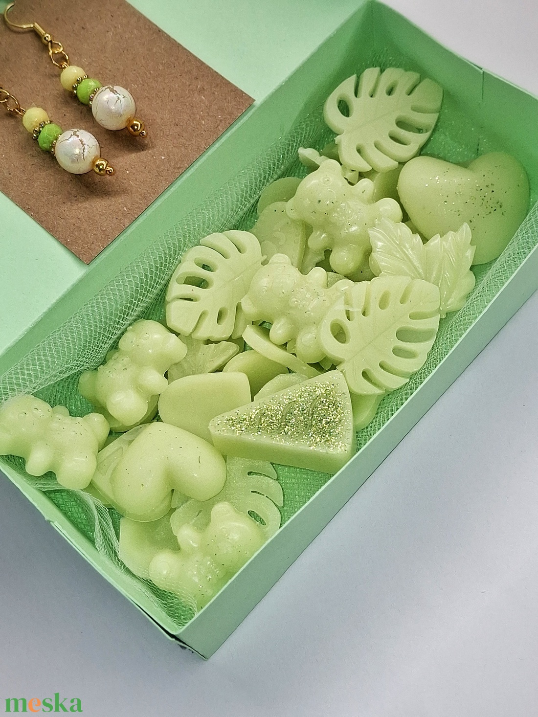 Citromos menta kényeztető ajándékbox nőknek ,  fülbevalóval - otthon & életmód - gyertya, illat, aroma - illatviasz - Meska.hu