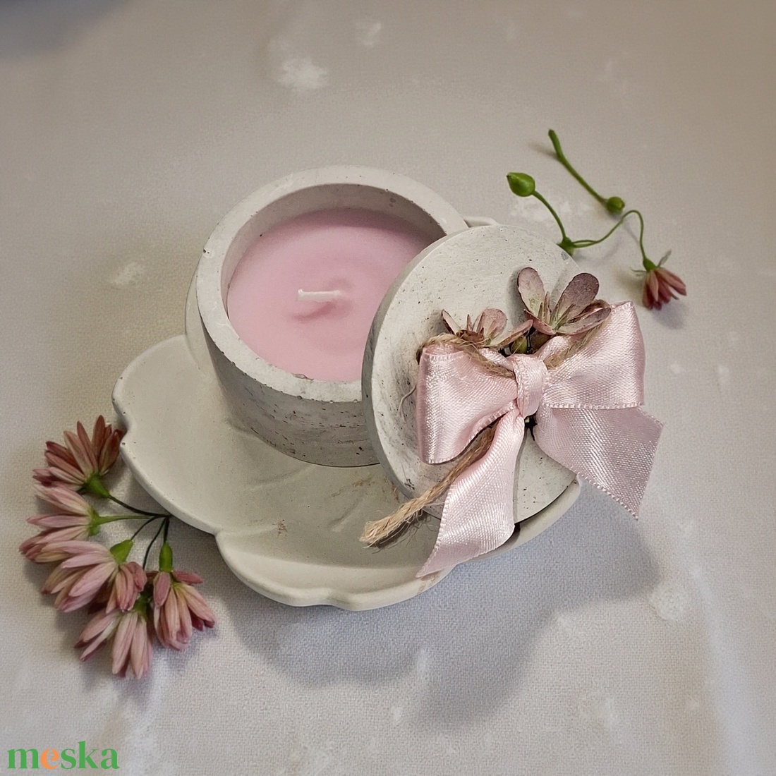 3 részes gyertya szett Nőnapra,  Anyák napjára  - otthon & életmód - dekoráció - asztal és polc dekoráció - dekorációs tál, tartó - Meska.hu