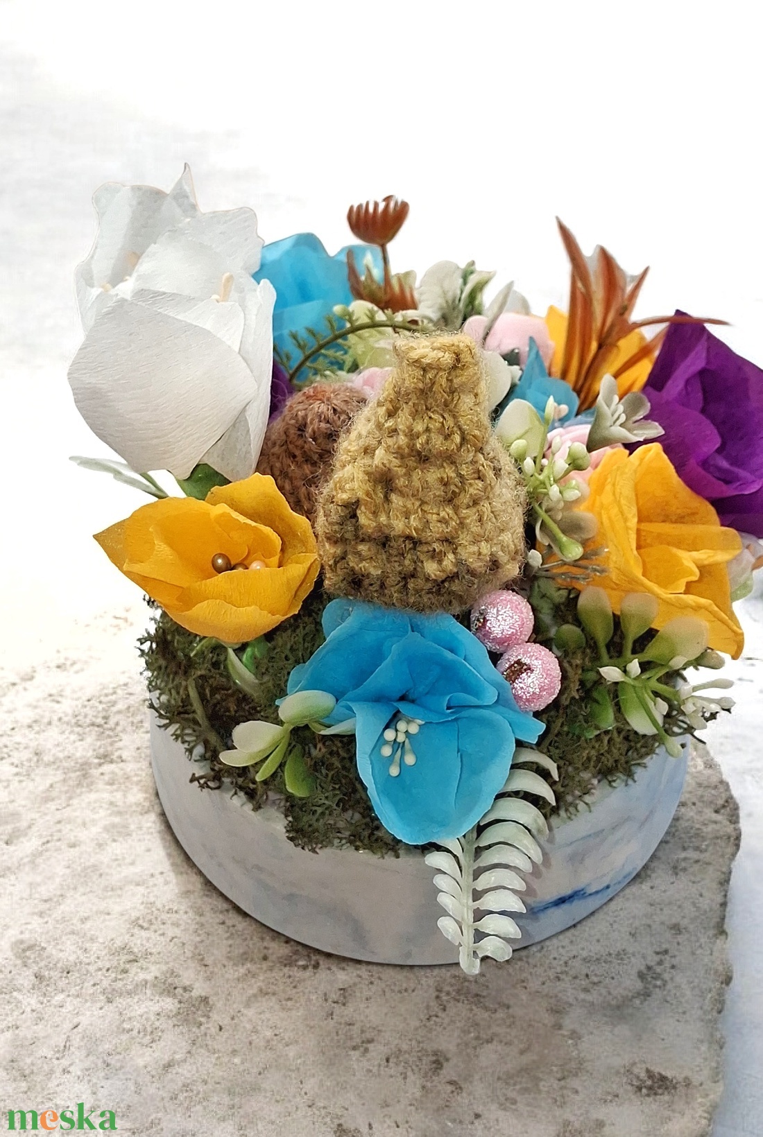 Virágoskert asztali dekoráció Nőnapra,  Anyák napjára  - otthon & életmód - dekoráció - asztal és polc dekoráció - dekorációs tál, tartó - Meska.hu