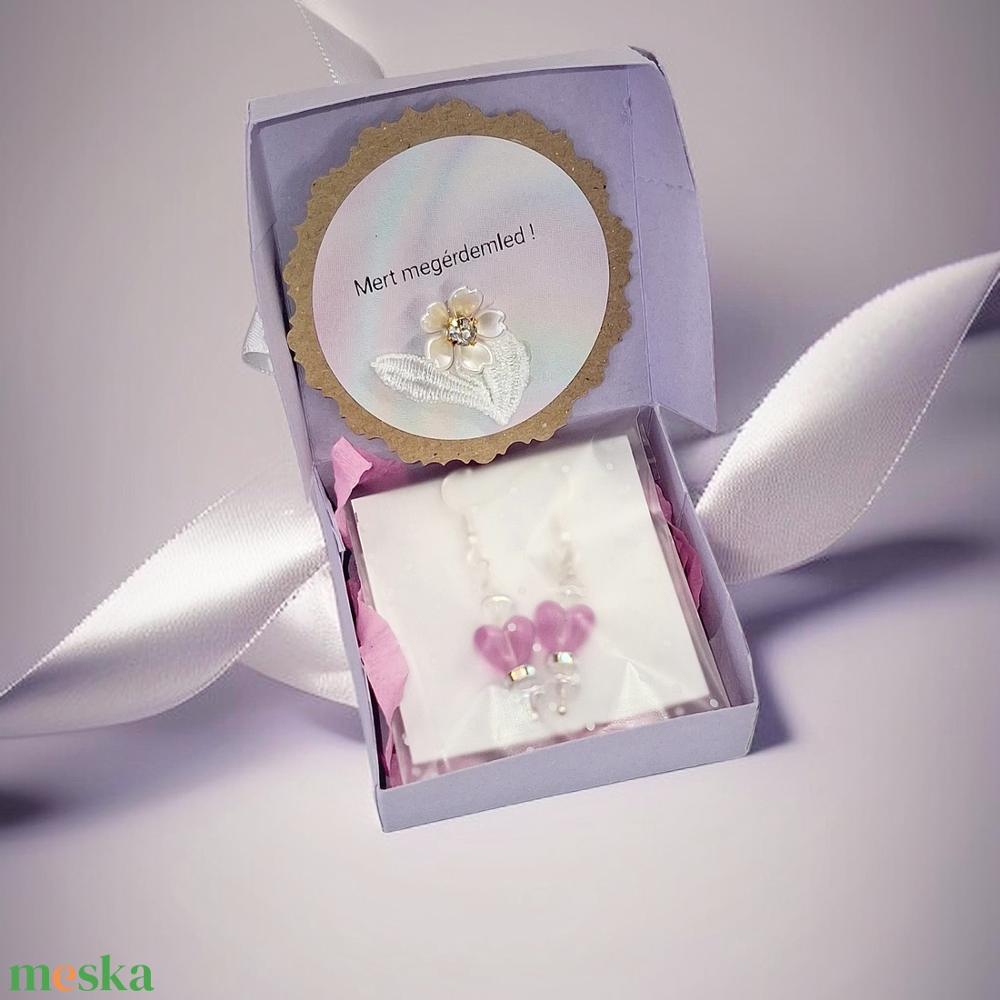 Fülbevaló díszdobozban személyes üzenettel - ékszer - fülbevaló - lógó fülbevaló - Meska.hu