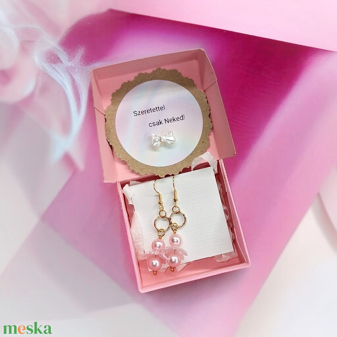 Fülbevaló díszdobozban személyes üzenettel - ékszer - fülbevaló - lógó fülbevaló - Meska.hu
